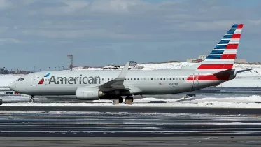 El vuelo AA2949 llega al Aeropuerto LaGuardia procedente de Dallas Fort Worth (DFW), la primera llegada de American Airlines tras la tormenta invernal Hernando. Foto: American Airlines