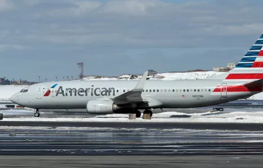 El vuelo AA2949 llega al Aeropuerto LaGuardia procedente de Dallas Fort Worth (DFW), la primera llegada de American Airlines tras la tormenta invernal Hernando. Foto: American Airlines