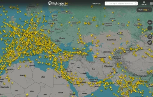 Captura de imagen de Flightradar24 del d�a 19 de marzo de 2026. Foto: Flightradar24