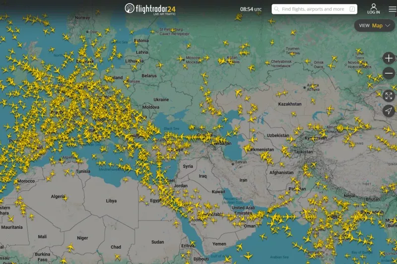 Captura de imagen de Flightradar24 del d�a 19 de marzo de 2026. Foto: Flightradar24