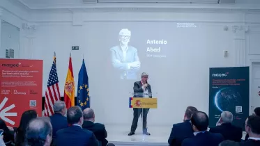 Antonio Abad, CEO de CanarySAT en la presentación de Magec en Washington. Foto: CanarySat. Antonio Abad, CEO de CanarySAT en la presentación de Magec en Washington. Foto: CanarySat.