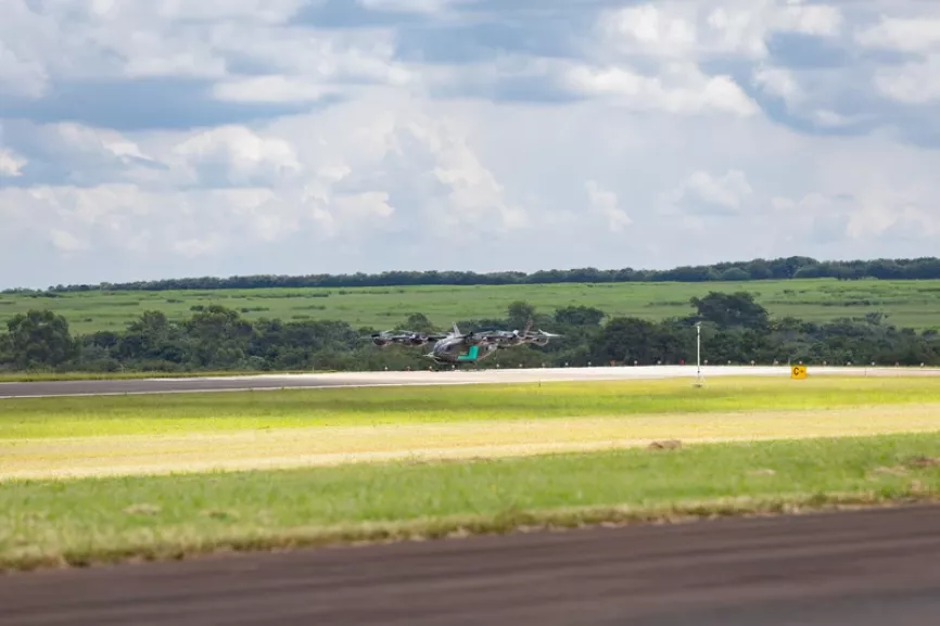 Prototipo de eVTOL a escala real del eVTOL de Eve Air Mobility. Foto: Eve Air Mobility