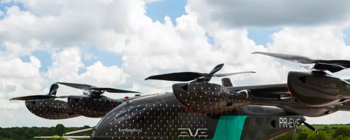Prototipo de eVTOL a escala real del eVTOL de Eve Air Mobility. Foto: Eve Air Mobility