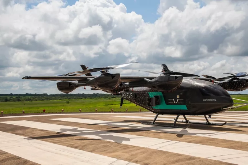 Prototipo de eVTOL a escala real del eVTOL de Eve Air Mobility. Foto: Eve Air Mobility