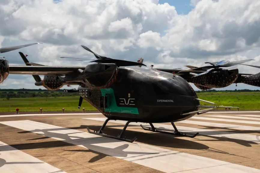 Prototipo de eVTOL a escala real del eVTOL de Eve Air Mobility. Foto: Eve Air Mobility