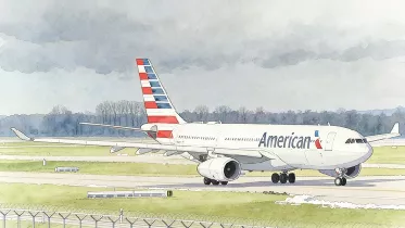 Ilustraci�n de un Airbus A330 de American Airlines.