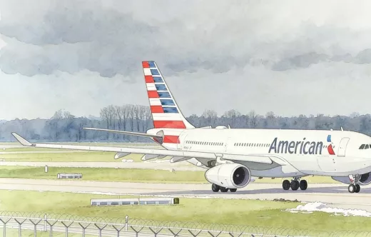 Ilustraci�n de un Airbus A330 de American Airlines.