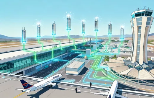 Ilustraci�n generada con IA sobre el aeropuerto de M�laga.