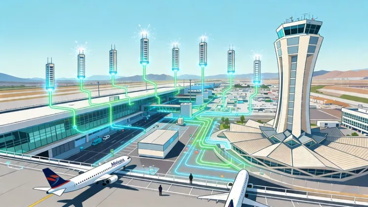 Ilustraci�n generada con IA sobre el aeropuerto de M�laga.