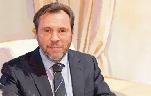 Imagen generada con IA de un retrato del ministro de Transportes y Movilidad Sostenible, �scar Puente. 