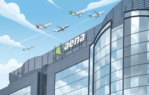 Ilustraci�n generada con IA de un edificio de Aena.