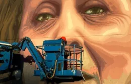 Una de las caras restauradas del mural “Uruguay al Mundo”.