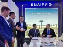 De derecha a izquierda, Enrique Maurer, director general de Enaire, Jia Xu, consejero delegado de SkyGrid y Jos� Antonio Santano, secretario de Estado de Transportes y Movilidad Sostenible y presidente de Enaire tras la firma del memorandum de entendimiento.
