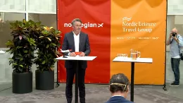 Geir Karlsen actual CEO de Norwegian Air Shuttle durante la rueda de prensa de hoy en la que ha anunciado la compra de Nordic Leisure Travel Group. Foto: Norwegia