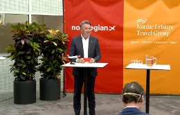 Geir Karlsen actual CEO de Norwegian Air Shuttle durante la rueda de prensa de hoy en la que ha anunciado la compra de Nordic Leisure Travel Group. Foto: Norwegia