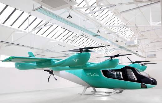 Aeronave el�ctrica de despegue y aterrizaje vertical (eVTOL) desarrollada por Eve Air Mobility.