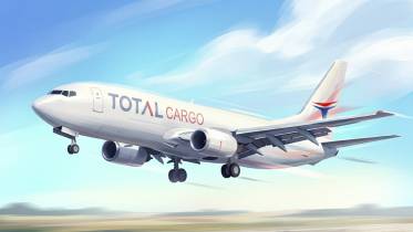 Ilustraci�n generada con IA de una aeronave de Total Linhas A�reas. 
