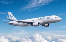 Recreación digital de un avión con la decoración de Fly2Galicia. Foto: Fly2Galicia