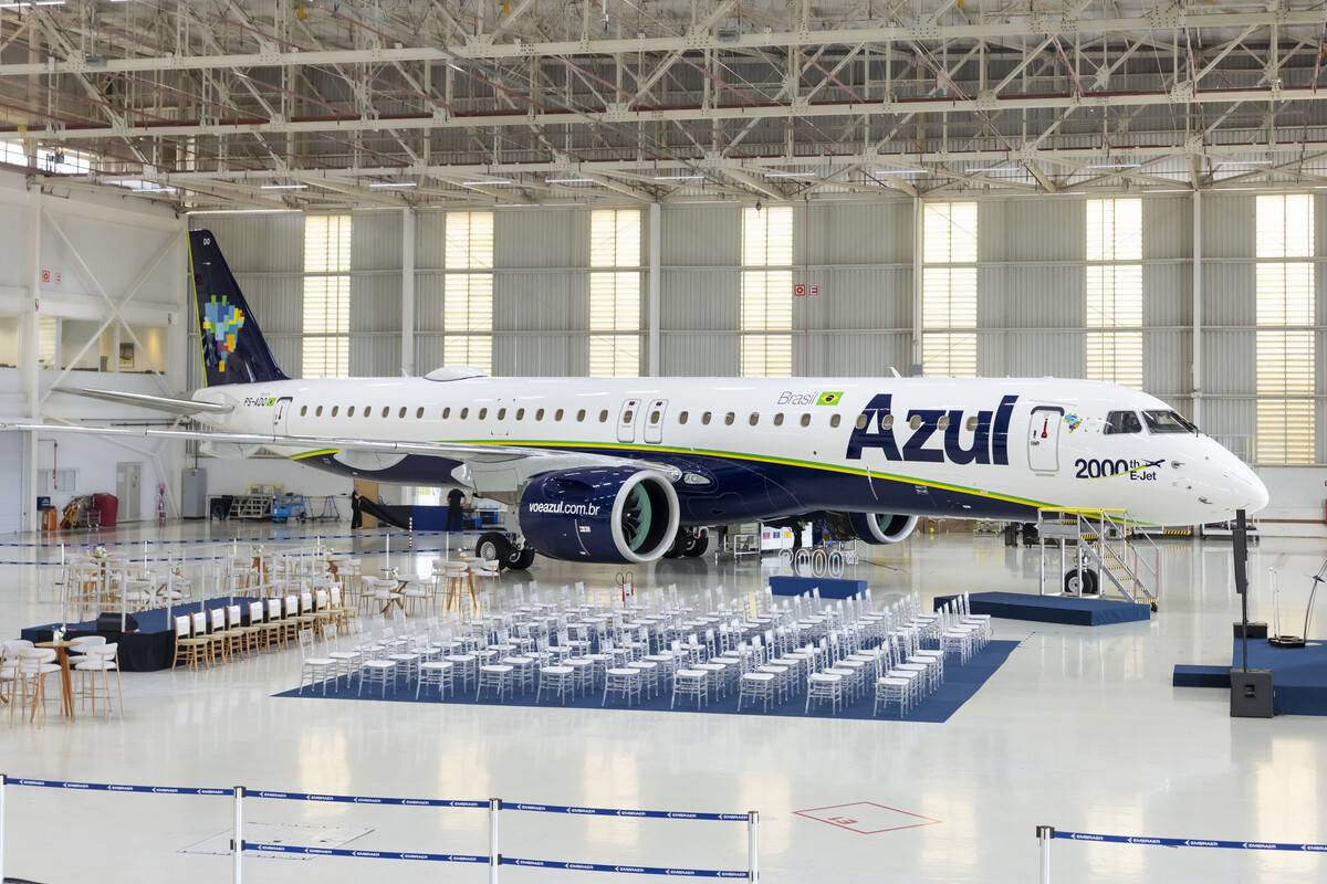 El ejemplar número 2.000 de la familia de birreactores regionales “E-jet” de Embraer. El ejemplar número 2.000 de la familia de birreactores regionales “E-jet” de Embraer.