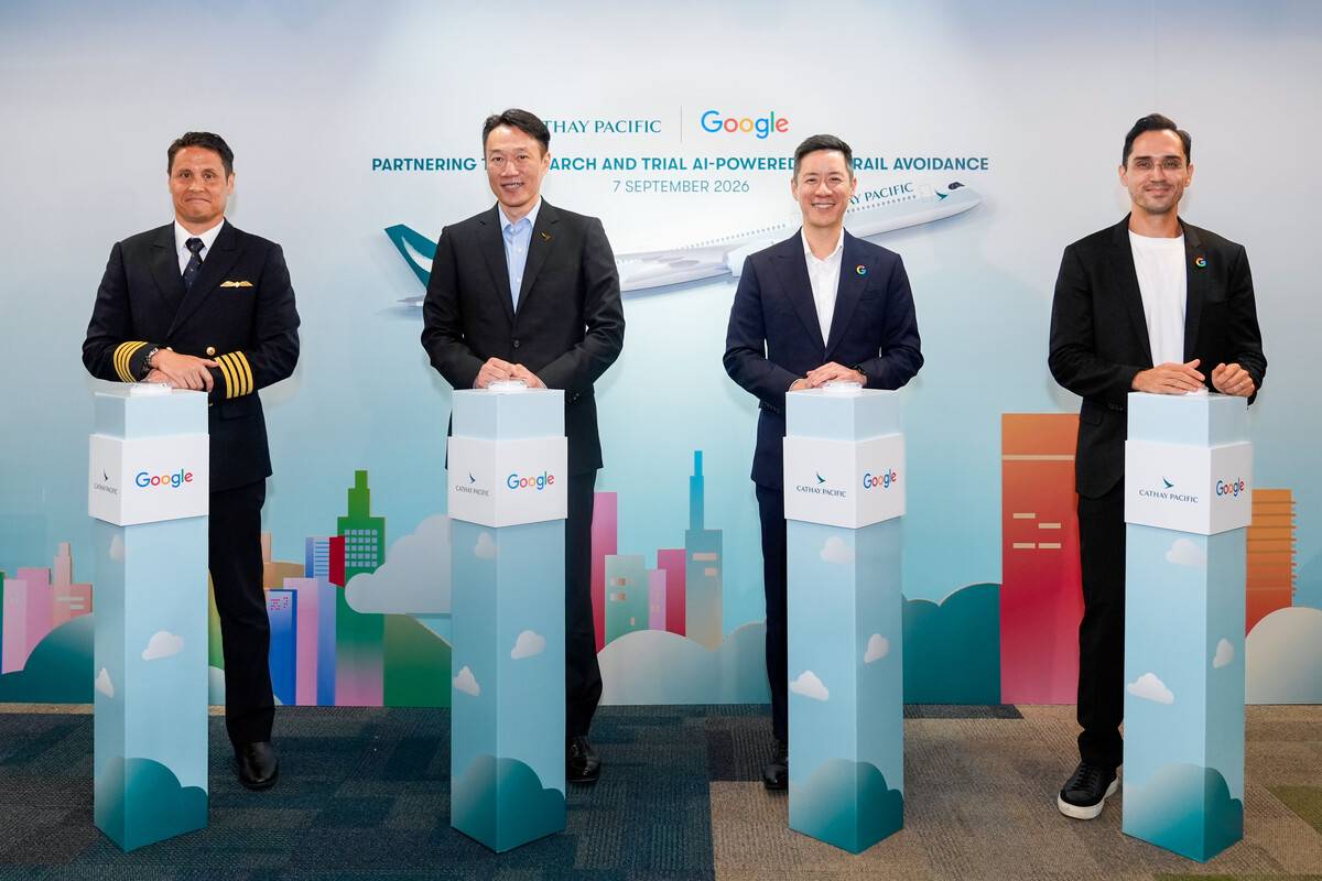 Foto de grupo tras la firma del acuerdo de Cathay Pacific y Google. Foto: Cathay Pacific Foto de grupo tras la firma del acuerdo de Cathay Pacific y Google. Foto: Cathay Pacific