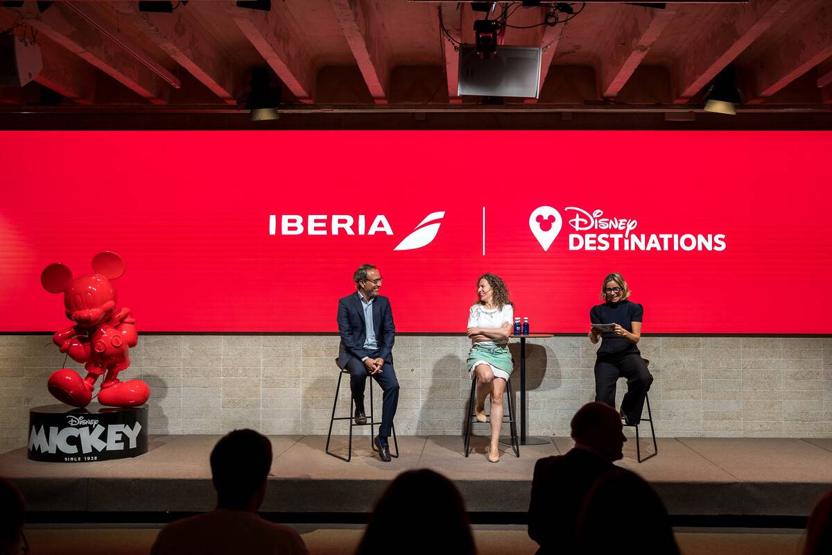 Imagen de la presentación del acuerdo de Iberia con Disney Destinations hasta 2029. Foto: Iberia Imagen de la presentación del acuerdo de Iberia con Disney Destinations hasta 2029. Foto: Iberia