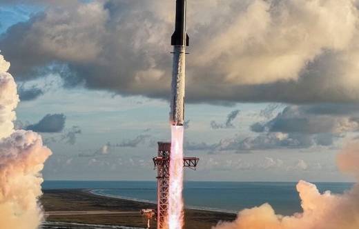Momento del lanzamiento de la Starship en el 14.� vuelo de SpaceX. Foto: SpaceX