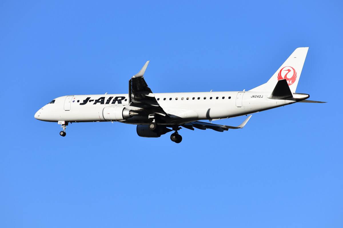 Avión de Embraer de Japan Airlines. Foto: Embraer Avión de Embraer de Japan Airlines. Foto: Embraer