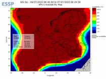 Cobertura del sistema EGNOS obtenida en tiempo real el 7 de julio de 2025.