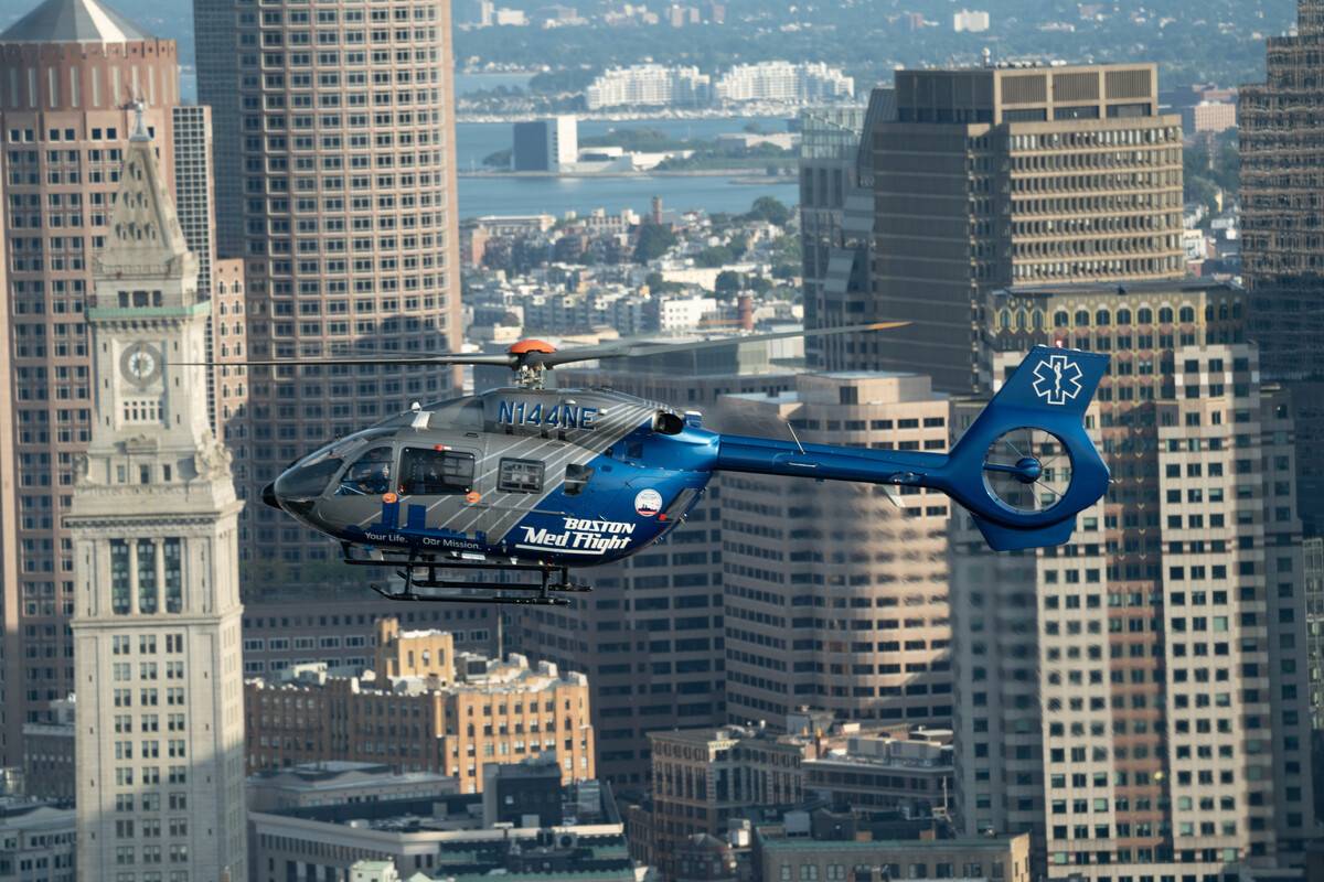 Airbus H145 sobrevolando Boston. Foto: Airbus Airbus H145 sobrevolando Boston. Foto: Airbus