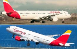 Aviones de Iberia e Iberia Express.