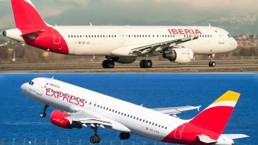 Aviones de Iberia e Iberia Express. 