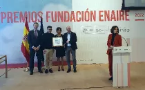 De izq. a dcha; Jorge Caro, coordinador nacional de Airbus en Espaa; Marco Antonio Montes, ingeniero de desarrollo e investigacin de Catec; Isabel Pardo de Vera, presidenta de Enaire, y el Dr. Antidio Viguria, Director Tcnico de Avinica y Sistemas de Catec. Foto: Enaire