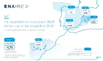 Mapa de Espaa con vuelos gestionados por Enaire en noviembre de 2022. Foto: Enaire