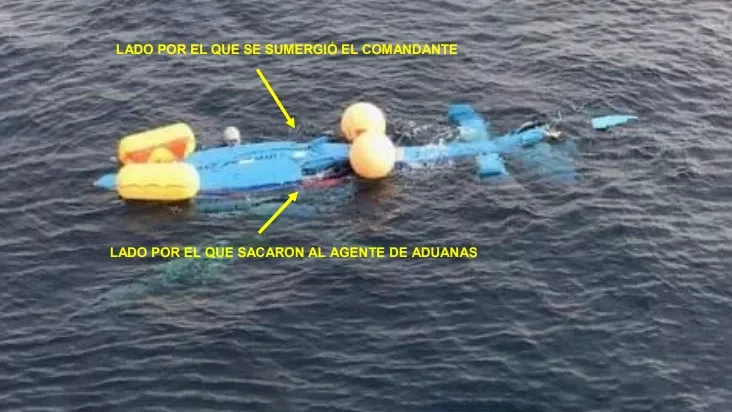 Fotografía de la posición final de la aeronave en el mar. Foto: CIAIAC
