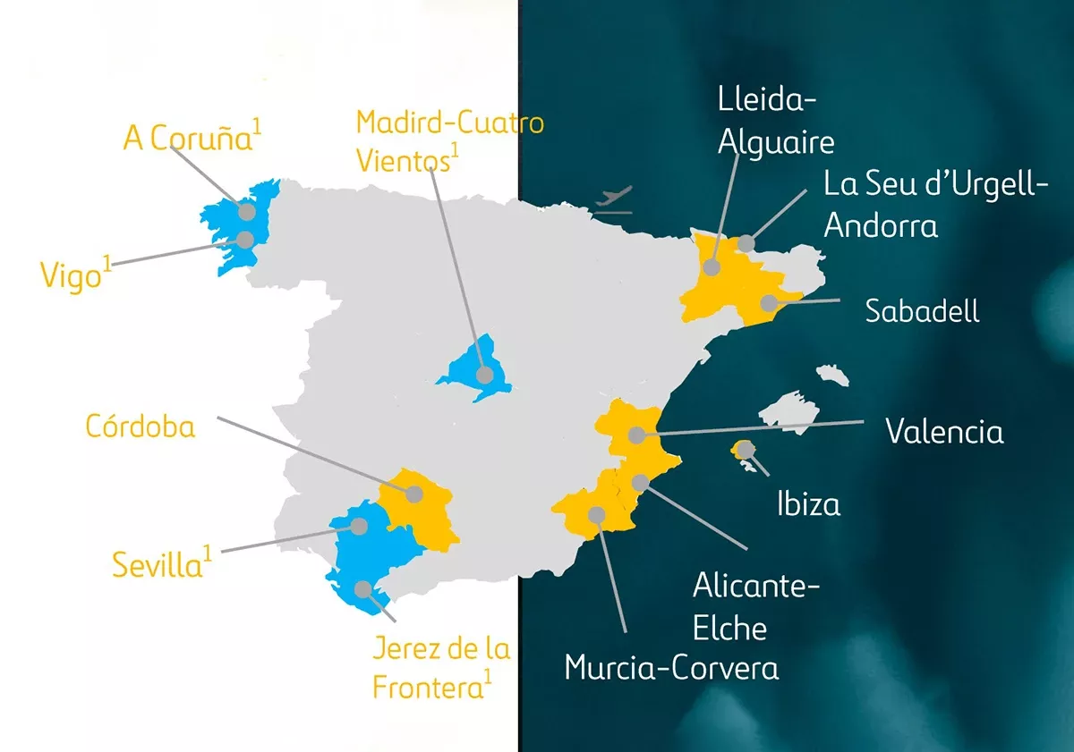 Aeropuertos gestionados por controladores areos de Ferronats. Imagen: Ferronats