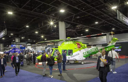 Zona de exhibicin de Leonardo en Heli-Expo 2023. Foto: Leonardo