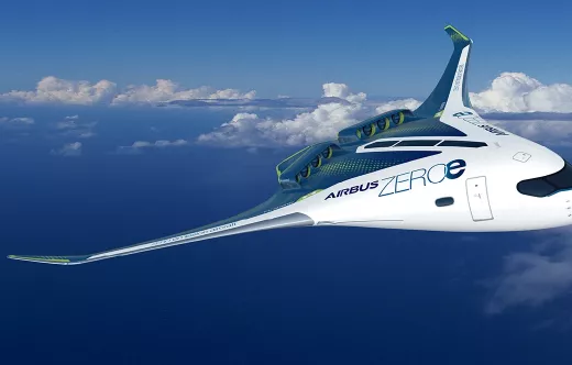 Prototipo de avión de hidrógeno Airbus ZEROe. Foto: Airbus