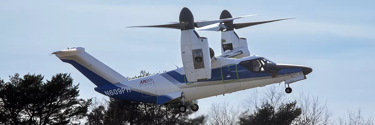 Primer vuelo del AW609 de la tripulacin de vuelo de la EASA. Foto: Leonardo