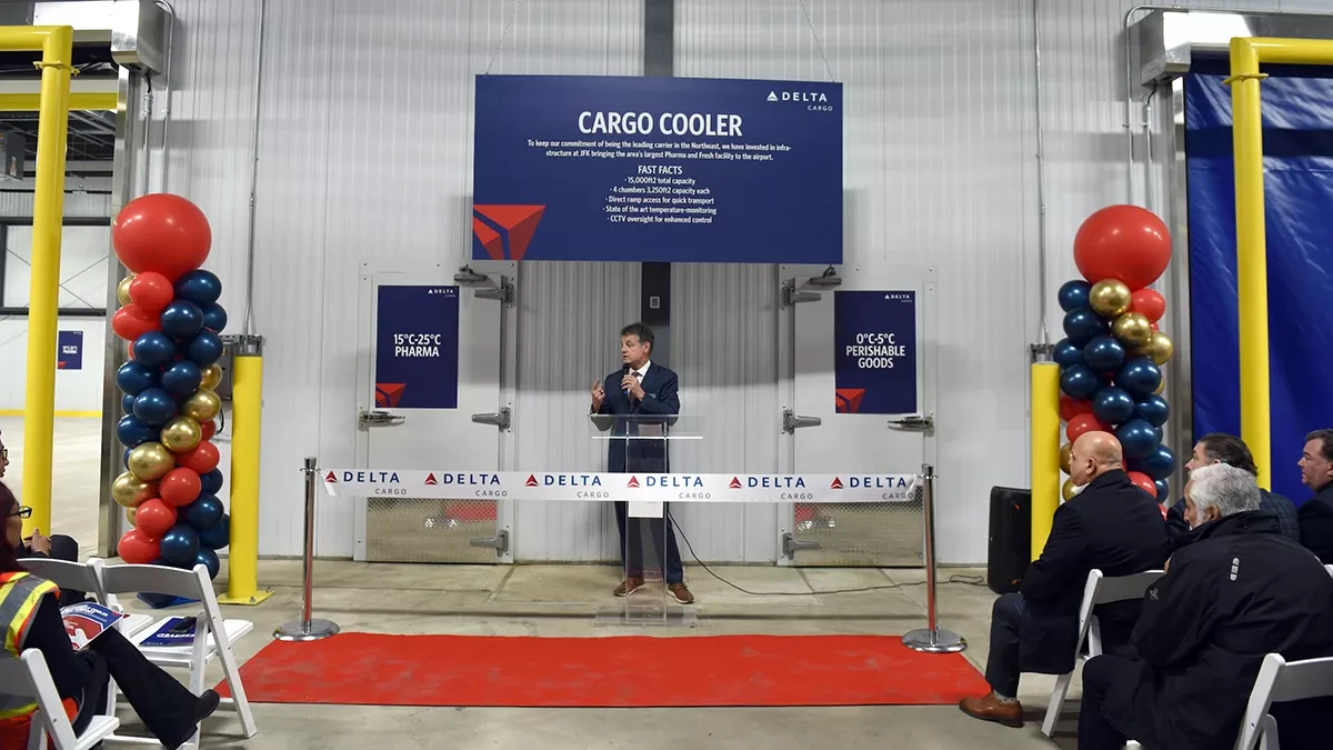 Inauguracin de la instalacin frigorfica en el aeropuerto JFK. Foto: Delta Cargo