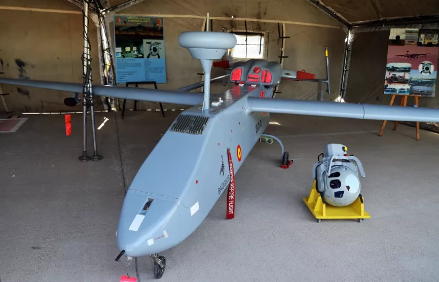 La aeronave del sistema RPAS IAI Searcher IIIJ del Grupo de Obtención por Sistemas Aéreos (GROSA) del ET. Foto: Julio Maíz