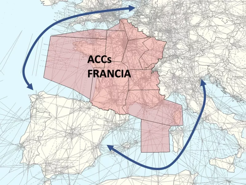 Reencaminamiento de vuelos realizado por Enaire durante las huelgas de los controladores areos franceses. Foto: Enaire