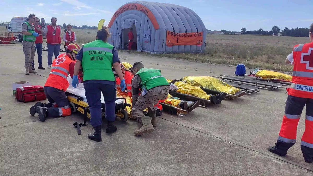 Simulacro de accidente areo en Matacn.