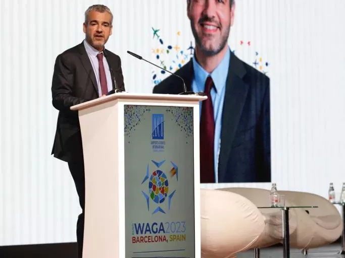 Maurici Lucena, presidente de Aena, durante la inauguracin en Barcelona de la ACI Europe/World 2023. Foto: Aena