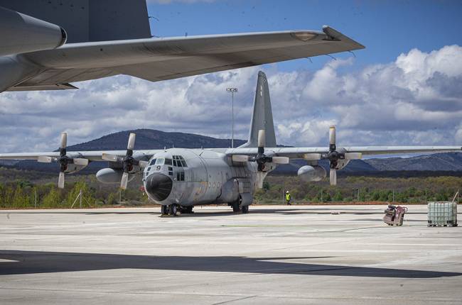 Uno de los “Hercules” que pertenecieron al Ejército del Aire y del Espacio, estacionado en el aeródromo de Garray (foto Diario de Soria).