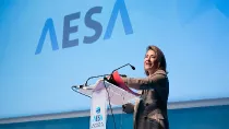 La ministra Raquel Snchez en la inauguracin del acto de conmemoracin del 15 aniversario de la Aesa. Foto: Mitma