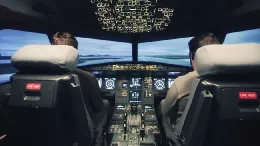 Simulador de A320 de GTA fabricado por Indra. Foto: Indra