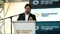 El presidente de la Repblica, Luis Lacalle Pou, durante la inauguracin del Aeropuerto Internacional de Salto.