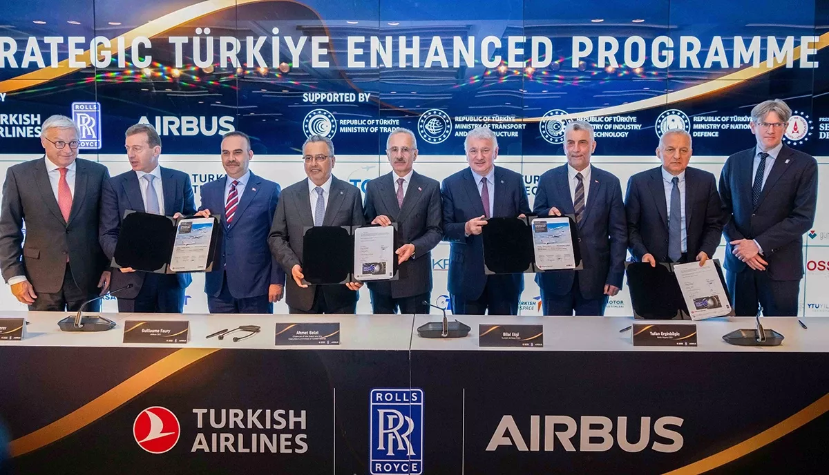 En el encuentro estuvieron presentes el Ministro de Comercio de Turqua, Sr. Prof. mer Bolat, el Ministro de Industria y Tecnologa, Sr. Mehmet Fatih Kacır, el Ministro de Transporte e Infraestructura, Sr. Abdulkadir Uraloğlu, y el Viceministro de Defensa Nacional, Sr. Bilal Durdalı, representantes de las principales empresas aeroespaciales turcas, as como del Cnsul General britnico, y subsecretarios de Francia y Espaa. Foto: Turkish Airlines