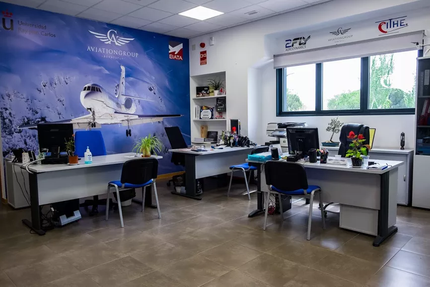 Foto de las instalaciones de Aviatión Group en la Avenida de Orovilla en Madrid. Foto: Aviation Group