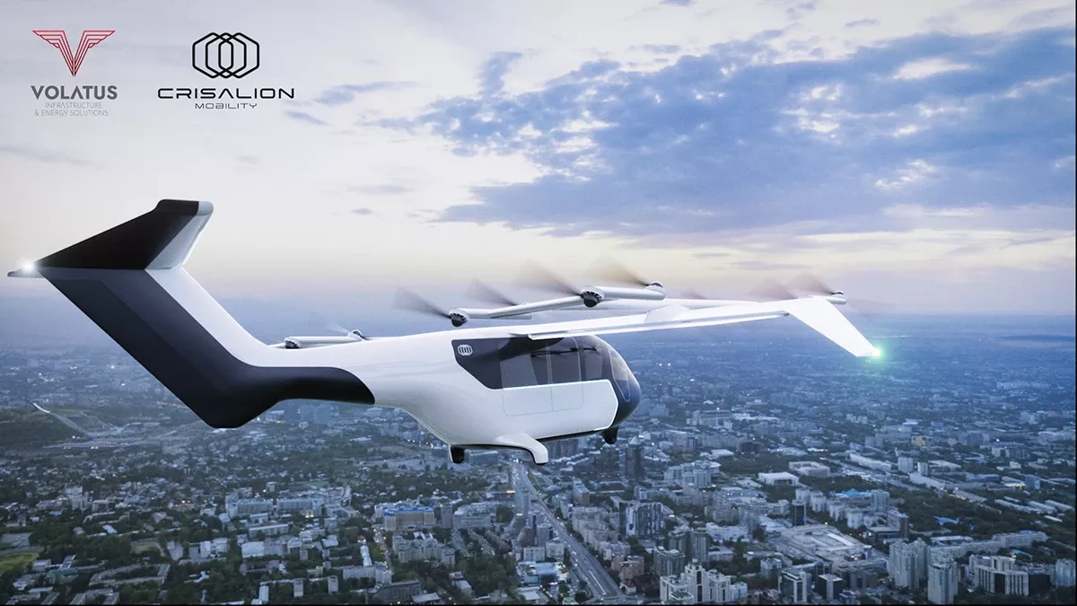 Recreacin del eVTOL Integrity de Crisalion en vuelo. Foto: Crisalion Mobility